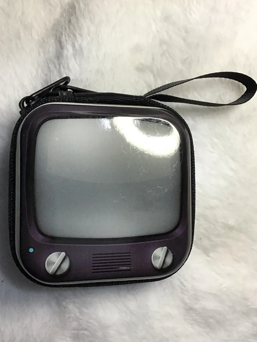 Retro TV Wristlet Card & Key Holder - Black/Purple